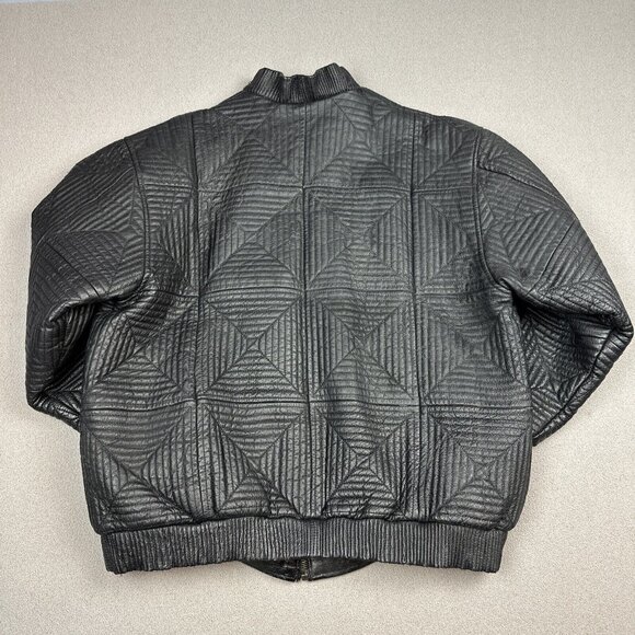 Vintage Max USA Leather Jacket Embroidered Patterned Design Hip Hop Y2K 90s XXL - Picture 10 of 16